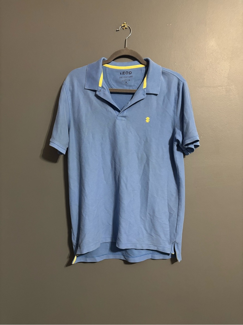 IZOD blue “advantage performance” cotton blend summer polo shirt size medium